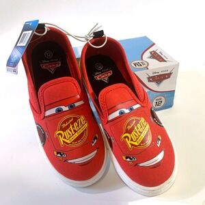 Disney Pixar‎ Cars Lightning McQueen Canvas Slip On Shoes Rust-eze Youth Sz 12